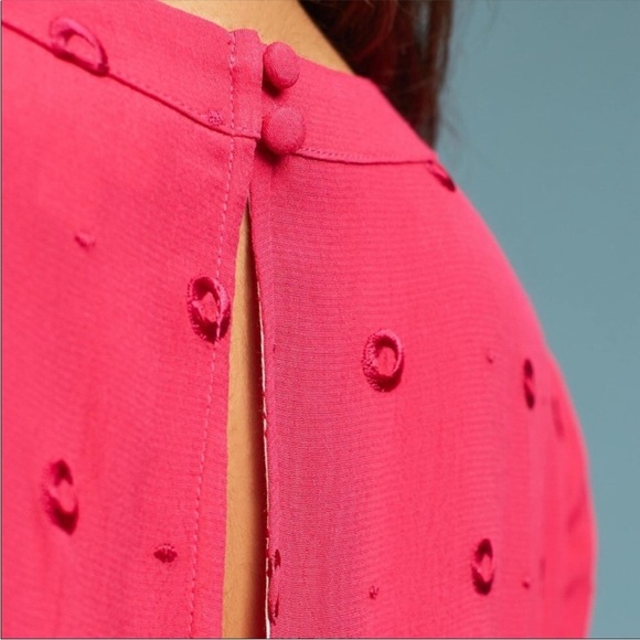 🆕 Anthropologie Ett:twa Greenbrier Embroidered Magenta Wrap Romper - Picture 3 of 7
